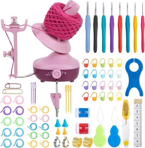 Etcokei Electric Yarn Winder M1 & 18pcs Ball Tube Set, Compact Cake Winder for Neat Storage & Tangle-Free Knitting/Crocheting, Yarn Winding Tube Yarn Organiazer, Ideal Helper for Knitting Lovers in Kuwait