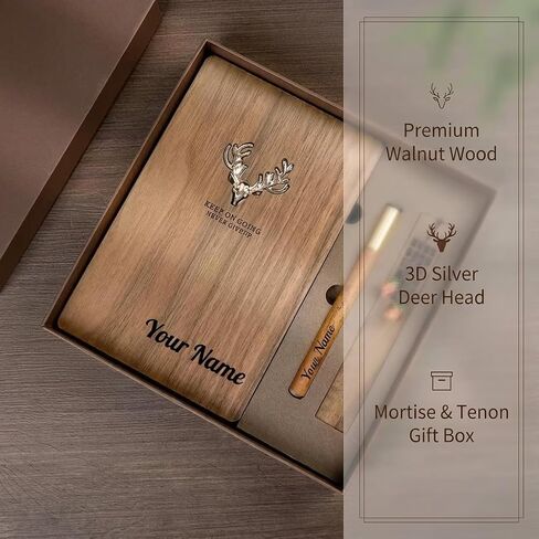 LVCHENG Wooden Personalized Notebook & Custom Engraved Thermos Gift Set (8x8 in (No insulated cup included)) in Kuwait