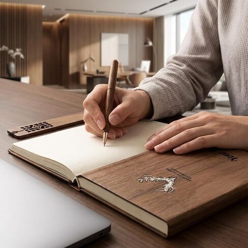 LVCHENG Wooden Personalized Notebook & Custom Engraved Thermos Gift Set (8x8 in (No insulated cup included)) in Kuwait
