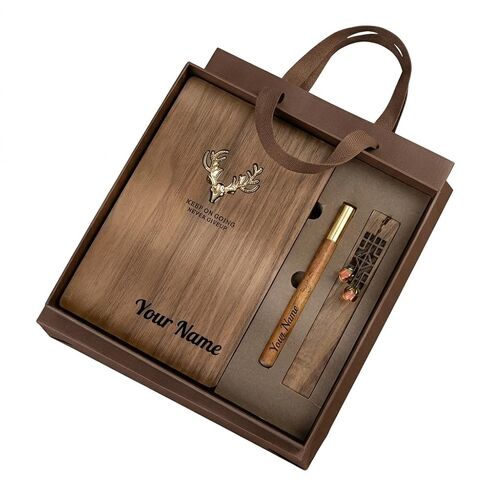 LVCHENG Wooden Personalized Notebook & Custom Engraved Thermos Gift Set (8x8 in (No insulated cup included)) in Kuwait