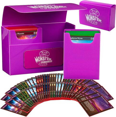 Monster Magnetic Double Trading Card Deck Box(PINK) -2 Removable Deck Sleeves-Holds 150 Gaming TCGs-Compatible with Yugioh, MTG, Magic The Gathering, Pokémon-Long Lasting, Durable Riveted Construction in Kuwait