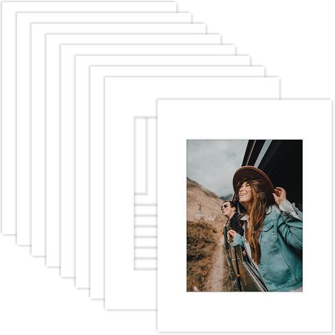 MBC Mat Board Center, 5 Pack 11x14 for 5x7 White Picture Mats Frame Mattes, Bevel Cut, Acid Free, 4-ply Thickness in Kuwait