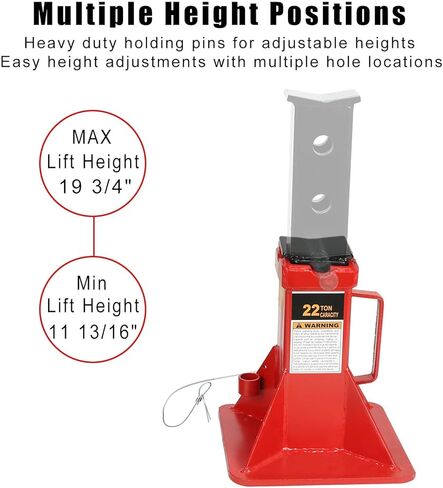 22 Ton (44,000 lbs) Heavy Duty Pin Type Car Jack Stands with Lock Adjustable Height to 19.75" Fit for Supporting Trucks, Trailers and Equipment in Kuwait