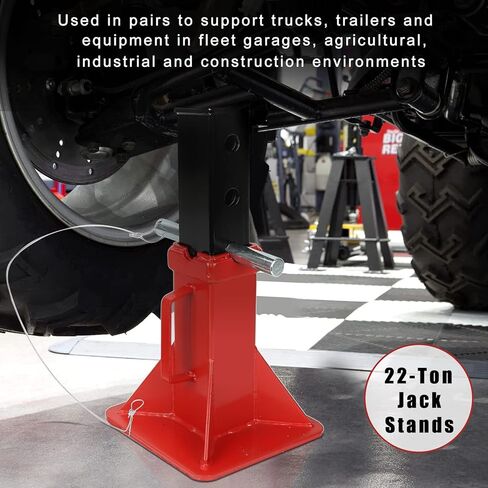 22 Ton (44,000 lbs) Heavy Duty Pin Type Car Jack Stands with Lock Adjustable Height to 19.75" Fit for Supporting Trucks, Trailers and Equipment in Kuwait