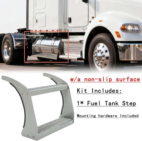 BST BSSP 26 بوصة خزان الوقود العالمي لـ Peterbilt جميع الموديلات سلم خزان الوقود الفضي غير القابل للانزلاق، الألومنيوم مع أدوات التركيب in Kuwait