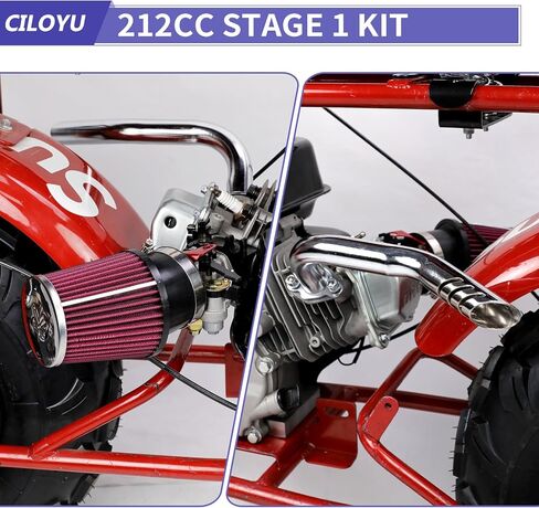 212 Stage 1 Kit Mini Bike Exhaust Pipe Compatible with Predator 212cc 224 196cc Engine Coleman CT200U CT200-EX BT200X Baja Warrior MB200 Axis M200 Mini Bike Go Kart Parts 62mm Air Filter in Kuwait