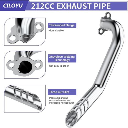 212 Stage 1 Kit Mini Bike Exhaust Pipe Compatible with Predator 212cc 224 196cc Engine Coleman CT200U CT200-EX BT200X Baja Warrior MB200 Axis M200 Mini Bike Go Kart Parts 62mm Air Filter in Kuwait