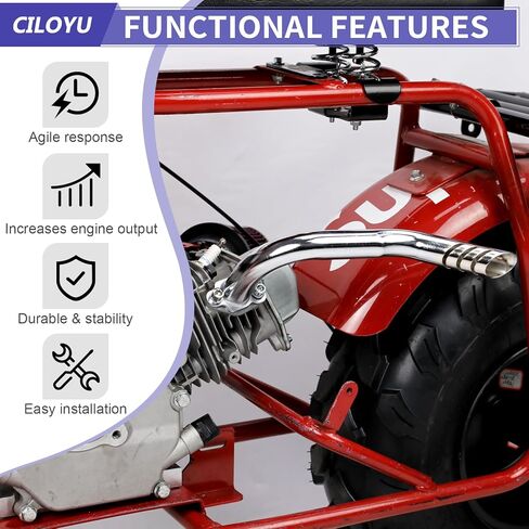 212 Stage 1 Kit Mini Bike Exhaust Pipe Compatible with Predator 212cc 224 196cc Engine Coleman CT200U CT200-EX BT200X Baja Warrior MB200 Axis M200 Mini Bike Go Kart Parts 62mm Air Filter in Kuwait