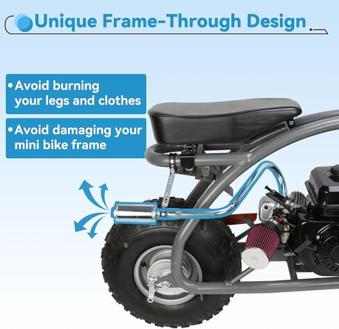 EOPOAYI Under Seat Right Long Exhaust Header Pipe Muffler Compatible with Coleman B200R RT200 Mini Bike 212cc RB200 B200 Monster Mega Moto MM212 MAX TrailMaster Hurricane 200X Pro Parts in Kuwait