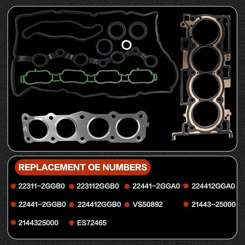 مجموعة حشية كاملة للرأس 2.4 لتر G4KJ مع مجموعة مسامير الرأس ES72465 لسيارة Hyundai Sonata Tucson Santa Fe، Kia Optima Sorento Sportage 2015-2021 in Kuwait