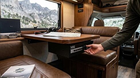 صندوق أمان بدون مفتاح V-Line 2597-S Desk Mate مع دعامة تثبيت سريعة التحرير (أسود) in Kuwait