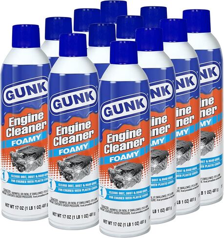 GUNK Engine Cleaner – Foamy Spray for Engines with Plastic Covers – Expanding Foam Quickly Removes Grease, Oil, Dirt & Road Grime - Clings to Surfaces for Easy Rinse – 17 oz (Case of 12) in Kuwait