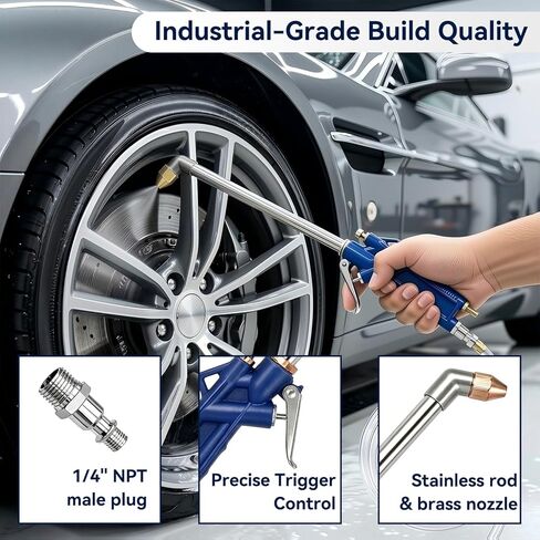Air Blow Gun Pneumatic Engine Cleaning Gun with 3.55-Foot Hose- High-Pressure Pneumatic Engine CleaningGun for Air Compressors with US Standard 1/4" NPT Quick Connector,Cleaning Degreasing Spray Tool in Kuwait