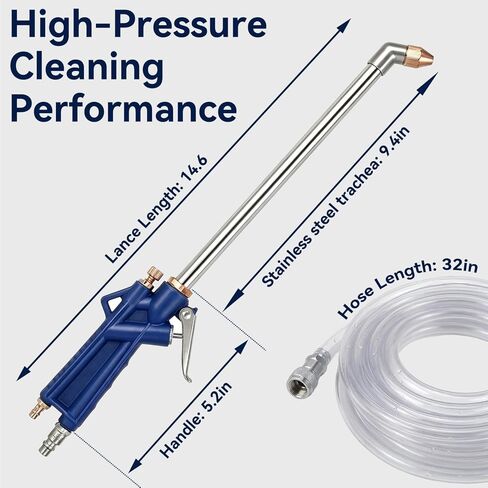 Air Blow Gun Pneumatic Engine Cleaning Gun with 3.55-Foot Hose- High-Pressure Pneumatic Engine CleaningGun for Air Compressors with US Standard 1/4" NPT Quick Connector,Cleaning Degreasing Spray Tool in Kuwait