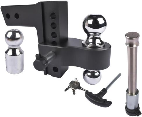 Black Adjustable Trailer Hitch Compatible with 2.5 Inch Receiver 6 Inch Drop Rise Aluminum Drop Hitch 18500 LBS GTW in Kuwait