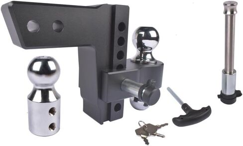 Black Adjustable Trailer Hitch Compatible with 2.5 Inch Receiver 6 Inch Drop Rise Aluminum Drop Hitch 18500 LBS GTW in Kuwait
