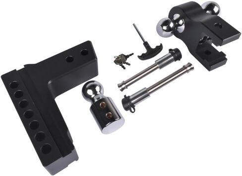 Black Adjustable Trailer Hitch Compatible with 2.5 Inch Receiver 6 Inch Drop Rise Aluminum Drop Hitch 18500 LBS GTW in Kuwait