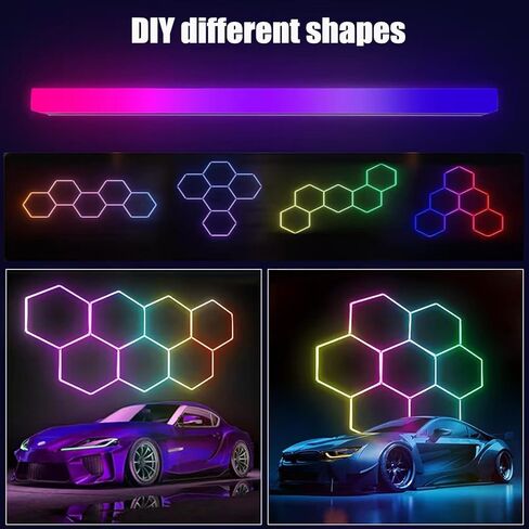 25Pack RGB Hexagon Lights,Music Sync 5Hex LED Hexagon Lights,RGB 358 Kinds of Changes Dimmable Speed-Adjustable DIY Color-Changing Lights Smart App & Remote Control,for Studio Gym Basement Decor in Saudi Arabia