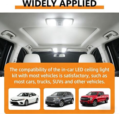 طقم إضاءة داخلية LED للسيارة 24 قطعة، مجموعة مصابيح LED على شكل قبة T10 مقاس 31 مم 41 مم بديلة للوحة الترخيص وباب لوحة الترخيص الجانبية والإضاءة الداخلية لصندوق السيارة، تناسب معظم السيارات وسيارات الدفع الرباعي (أبيض) in Kuwait