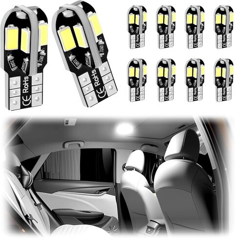 10PCS T10 Interior Car Lights,5630 8SMD Car T10 LED Bulb with High Brightness as Map/Reading/LED License Plate Light Bulbs,12V Inside Cars Lights Bulb Cars Accessories in Kuwait