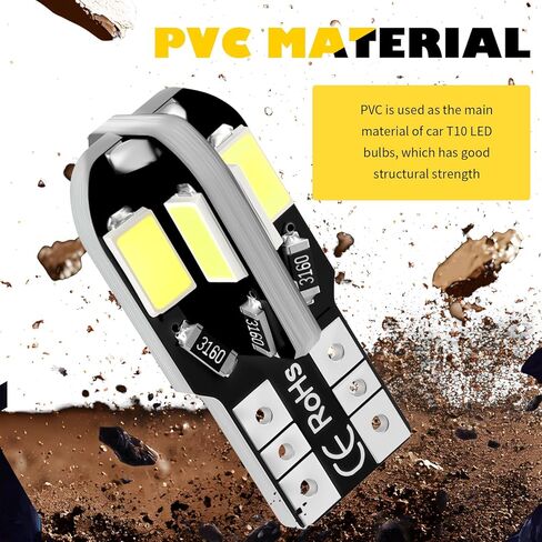 10PCS T10 Interior Car Lights,5630 8SMD Car T10 LED Bulb with High Brightness as Map/Reading/LED License Plate Light Bulbs,12V Inside Cars Lights Bulb Cars Accessories in Kuwait