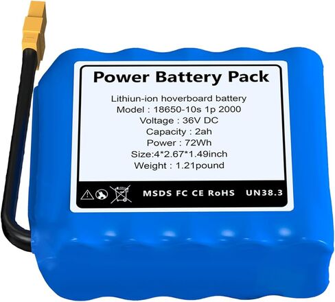 36V (Fit 42V) 2Ah Replacement Battery for Hover-1, Jetson, 10S1P for 150W-300W Dual Motor, 4 x1.49 x 2.67 inch Long Lasting, Durable in Kuwait