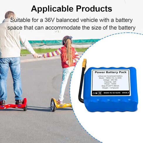 36V (Fit 42V) 2Ah Replacement Battery for Hover-1, Jetson, 10S1P for 150W-300W Dual Motor, 4 x1.49 x 2.67 inch Long Lasting, Durable in Kuwait