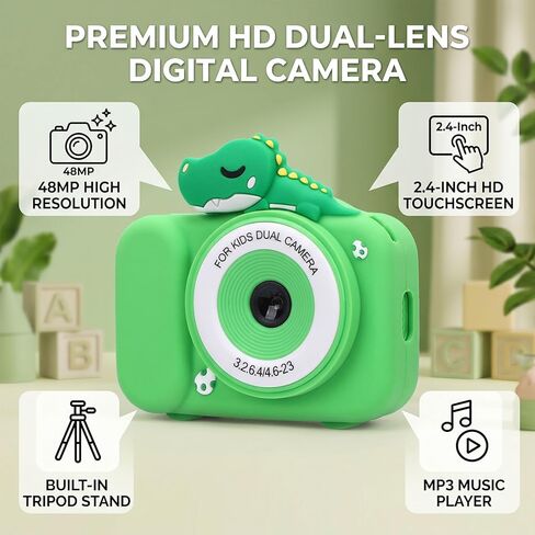 Yoidesu Kids Digital Camera with Tripod Stand, 48MP Digital Video Camera for Kids, Built in Games MP3 Player, Portable Toy Cam Christmas Birthday Boys Girls in Kuwait