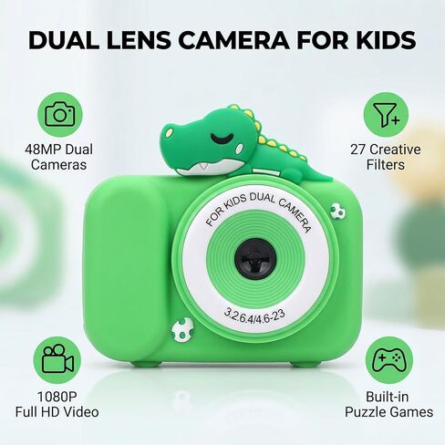 Yoidesu Kids Digital Camera with Tripod Stand, 48MP Digital Video Camera for Kids, Built in Games MP3 Player, Portable Toy Cam Christmas Birthday Boys Girls in Kuwait