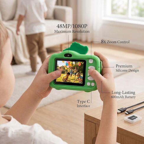 Yoidesu Kids Digital Camera with Tripod Stand, 48MP Digital Video Camera for Kids, Built in Games MP3 Player, Portable Toy Cam Christmas Birthday Boys Girls in Kuwait