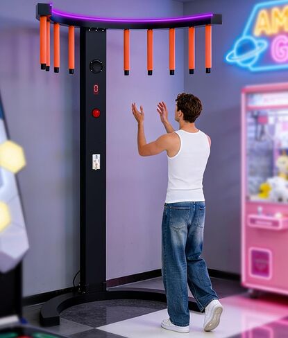 Hand Eye Coordination Catching Stick Game, Portable Reflex Catch Game Machine with 11 Sticks, 3 Play Modes, 10 Speed Levels, LED Lights, MP3 Player for Home Party Commercial Use (Black-Round Base) in Saudi Arabia