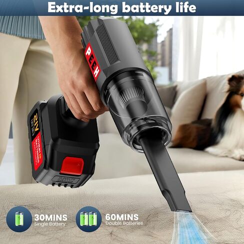 Handheld Vacuum for Home, Cordless Portable Vacuum Cleaner, Rechargeable with 60 Mins Max Runtime, High Power Vacuum for Car, Office, Pet Hair, Gap Cleaning (Grey) in Kuwait
