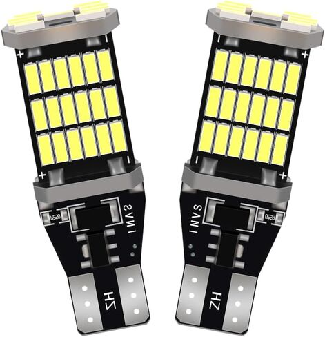 4014 45SMD LED Bulb T15 921 912 | 6000K Xenon White Backup Reverse Lights Daytime Running Light Side Marker Turn Signal | Built-in Resistor Canbus Error-Free | Plug and Play W16W 906 904 | Pack of 2 in Kuwait