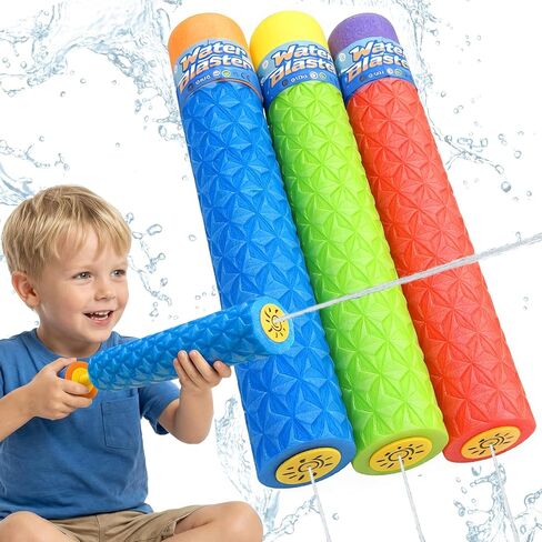 Water Gun Blaster for Kids Toddler: 3 Pack Pool Toys for Kids Foam Water Squirters - Outdoor Summer Swimming Beach Toys for Ages 4-8 6-8 8-10 8-12 Backyard Pool Party Favors for Boys Girls in Kuwait
