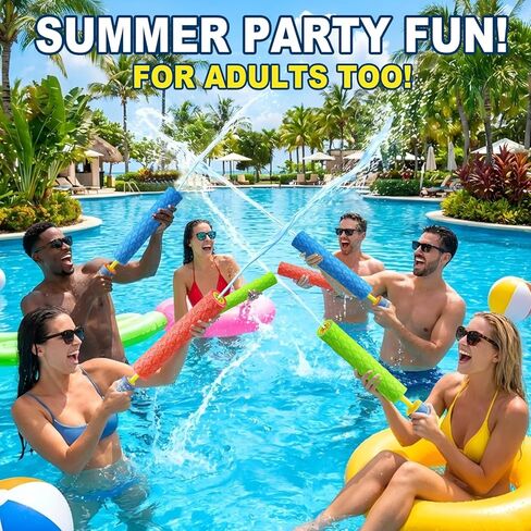 Water Gun Blaster for Kids Toddler: 3 Pack Pool Toys for Kids Foam Water Squirters - Outdoor Summer Swimming Beach Toys for Ages 4-8 6-8 8-10 8-12 Backyard Pool Party Favors for Boys Girls in Kuwait
