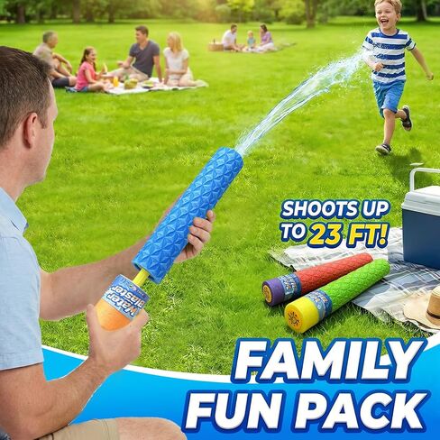 Water Gun Blaster for Kids Toddler: 3 Pack Pool Toys for Kids Foam Water Squirters - Outdoor Summer Swimming Beach Toys for Ages 4-8 6-8 8-10 8-12 Backyard Pool Party Favors for Boys Girls in Kuwait