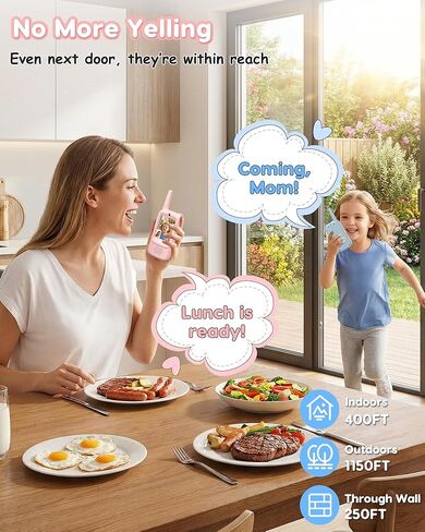 Kids Video Walkie Talkies, 2 Pack with Camera, See Each Other While They Talk, No WiFi No SIM Private Channel, USB-C Rechargeable, Up to 1150 Ft, Ages 3-12, Blue & Pink in Kuwait