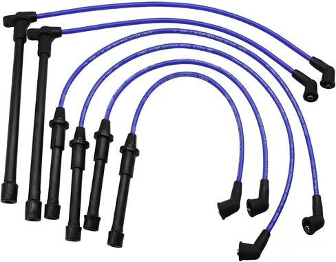 Ignition Spark Plug Wire Set 55301 Compatible with Nissan Frontier 1999-2004 Pathfinder 1996-2000 Xterra 2000-2004 Infiniti QX4 1997-2000 Replaces 224404S102 224404S125 671-6197 8113 (Set of 6) in Kuwait