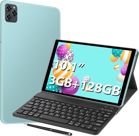 10.1inch Android 8.1 Tablet, 8-Core Tablet PC with Keyboard & Cases, 3GB+128GB(TF 256G), Dual 4G SIM, T860 GPU, BT5.0, GPS, WiFi 5, Face Unlock, Dual Cameras, 5000mAh Battery (Gray, 5) in Kuwait