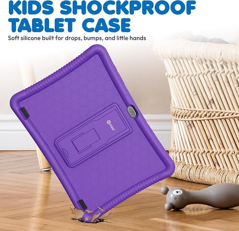 Contixo K102 Kids Tablet Bundle with Smart Watch & Sleeve Bag, 10 Inch Android Tablet for Kids with 32GB, Educational Kids Watch with Games, Camera, Music Player, Parental Controls - Purple in Kuwait