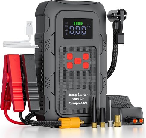 H50 Jump Starter - حزمة بطارية 5000A Jump Starter لما يصل إلى 10.0 لتر من الغاز ومحركات الديزل 8.0 لتر، بطارية السيارة 12 فولت، محمولة مع شاشة LCD 3.0 بوصة، صندوق القفز in Kuwait