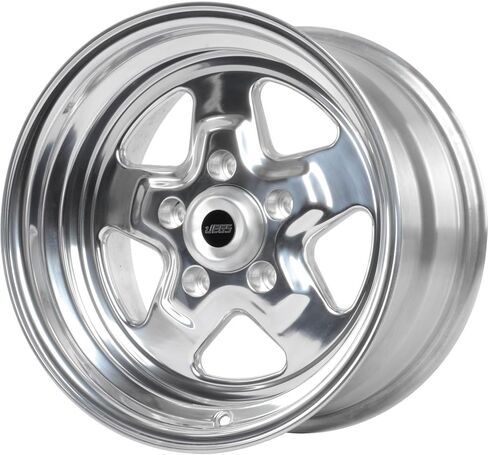 JEGS Sport Star Aluminum Wheel 15in.x 8in.| 5 x 4.75in.Wheel Bolt Pattern Spacing | 0 mm Offset | 4.5in.Backspacing | Polished Finish | 3.27in.Center Bore | Includes Center Cap in Kuwait