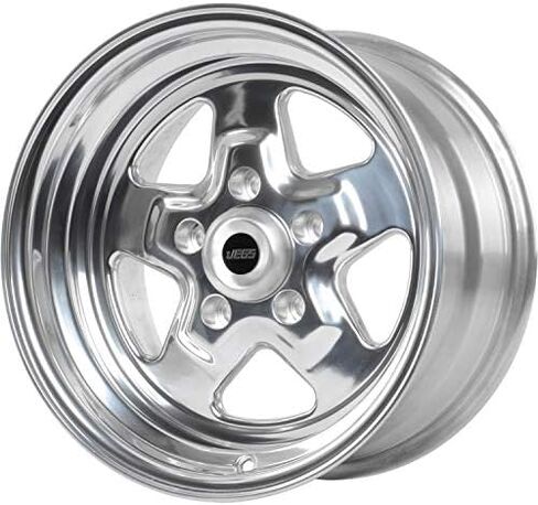 JEGS Sport Star Aluminum Wheel 15in.x 8in.| 5 x 4.75in.Wheel Bolt Pattern Spacing | 0 mm Offset | 4.5in.Backspacing | Polished Finish | 3.27in.Center Bore | Includes Center Cap in Kuwait
