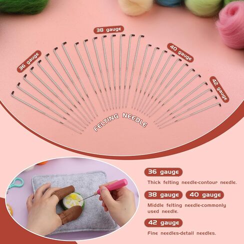 50 Colors Needle Felting Kit, 185 Pcs Needle Felting Tools and Supplies with Wool Roving, Needle Felting Starter Kit for Beginners with Felting Needles, Felting Mad for Diy Hand Craft Home Decoration in Kuwait
