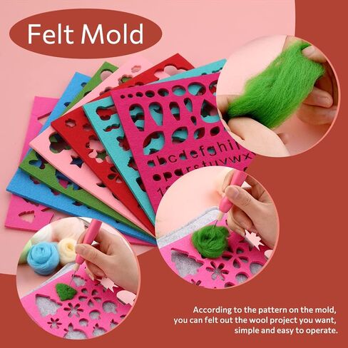 50 Colors Needle Felting Kit, 185 Pcs Needle Felting Tools and Supplies with Wool Roving, Needle Felting Starter Kit for Beginners with Felting Needles, Felting Mad for Diy Hand Craft Home Decoration in Kuwait