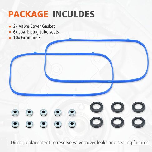 Valve Cover Gasket Set Replacement for 2003-2010 Honda Acura Pilot Accord Odyssey Ridgeline MDX RL TL Vue 3.0L 3.2L 3.5L 3.7L V6 Engine High-Sealing Gaskets Replace# VS50607R in Kuwait