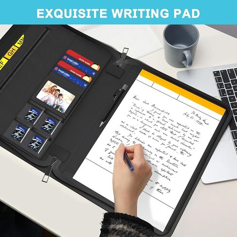 JUNDUN 2500℉ Portfolio Binder with 7 Pockets File Folder,Upgraded Material Fireproof Business Portfolio with Zipper,Professional Portfolio Organizer for 10.1 inch Tablet,Letter Size Documents,Cards in Kuwait