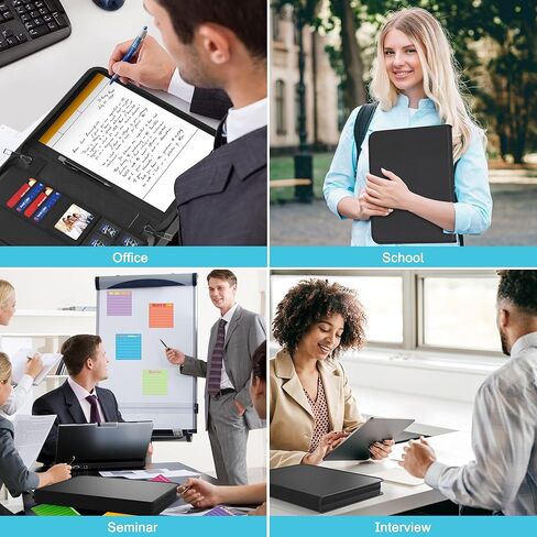JUNDUN 2500℉ Portfolio Binder with 7 Pockets File Folder,Upgraded Material Fireproof Business Portfolio with Zipper,Professional Portfolio Organizer for 10.1 inch Tablet,Letter Size Documents,Cards in Kuwait