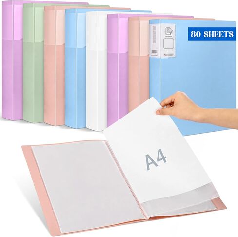 Zhehao 8 Pack 80 Pocket Binder with Plastic Sleeves 9"x12" Portfolio Folder Clear Sheet Protectors Large Presentation Book for Artwork Document Organizer School Office Paper Certificate A4(Black) in Saudi Arabia