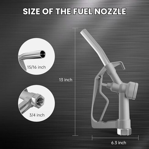 3/4" Manual Fuel Nozzle with Hook for Diesel Gasoline Kerosene, Max Flow Rate Up to 26 GPM For Manual and Electric Pumps 15/16" (OD=24mm) Outlet in Kuwait